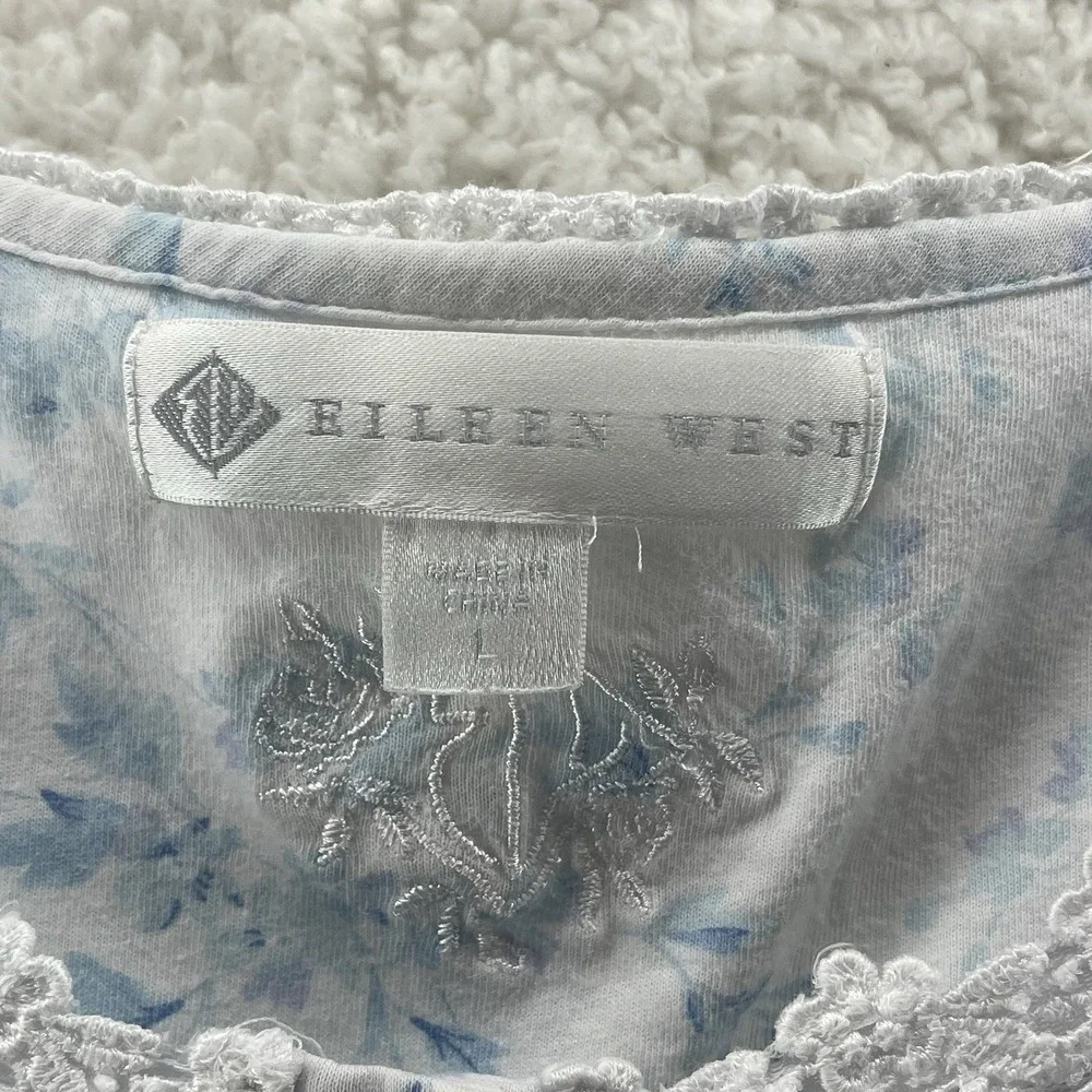 Eileen West Floral Nightgown Large Boho Ballet Cottagecore Lace Ribbon Trim Trad
